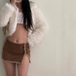 Plush Skirt Button Split Women