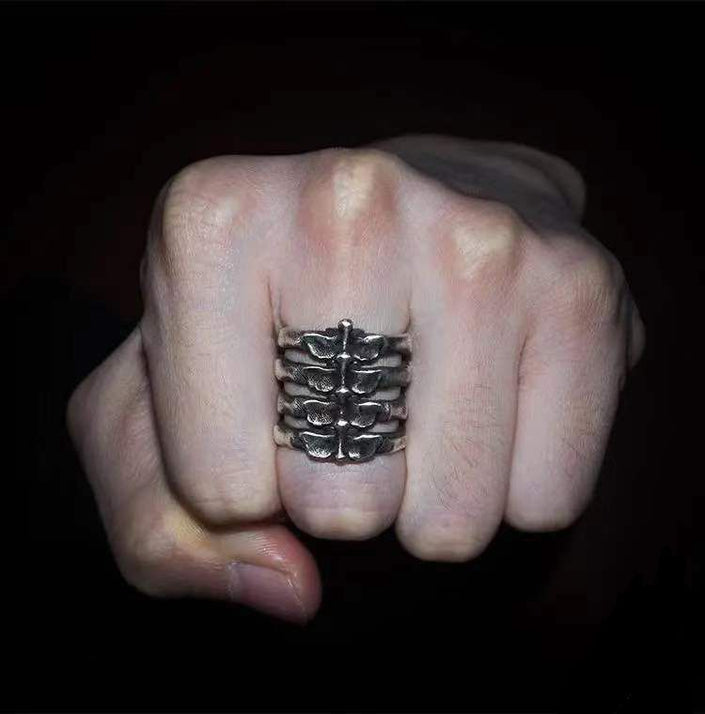 Creative Jewelry Fashion Rib Alloy Bone Ring Men