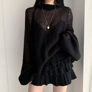 Artistic Sense Of Lantern Sleeve Knit Sweater Sweater Women