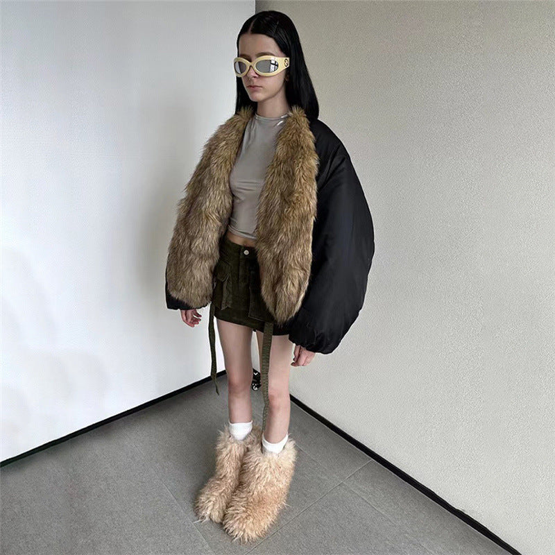 Fashion Fur Collar Cardigan Long Sleeve Coat For Women