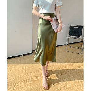 Triacetate Satin High Waist Slimming Skirt Hip-wrapped Fishtail Skirt