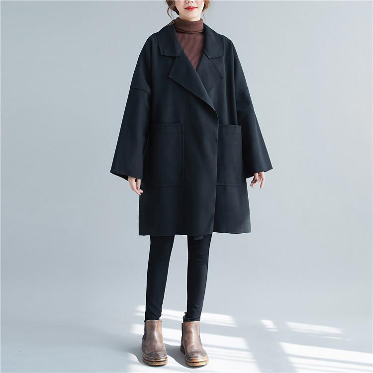 Style Mid-length Woolen Coat For Fat Girls Slimming Trench Coat