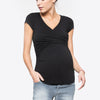 Summer Pregnant Women V-neck Solid Color Cross Nursing Wear Short Sleeve