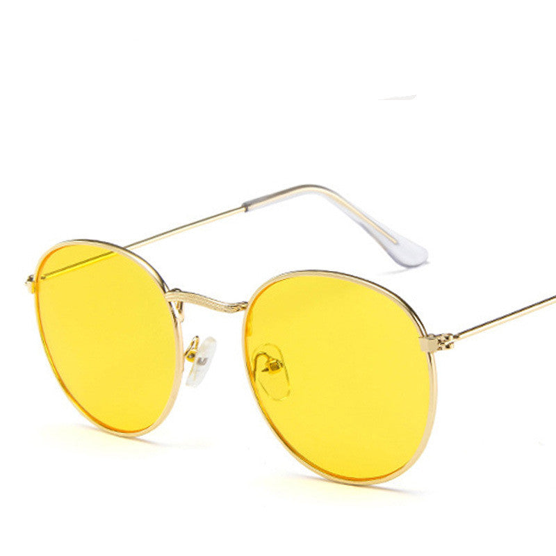 Round Frame Fashionable White Jingting Sunglasses