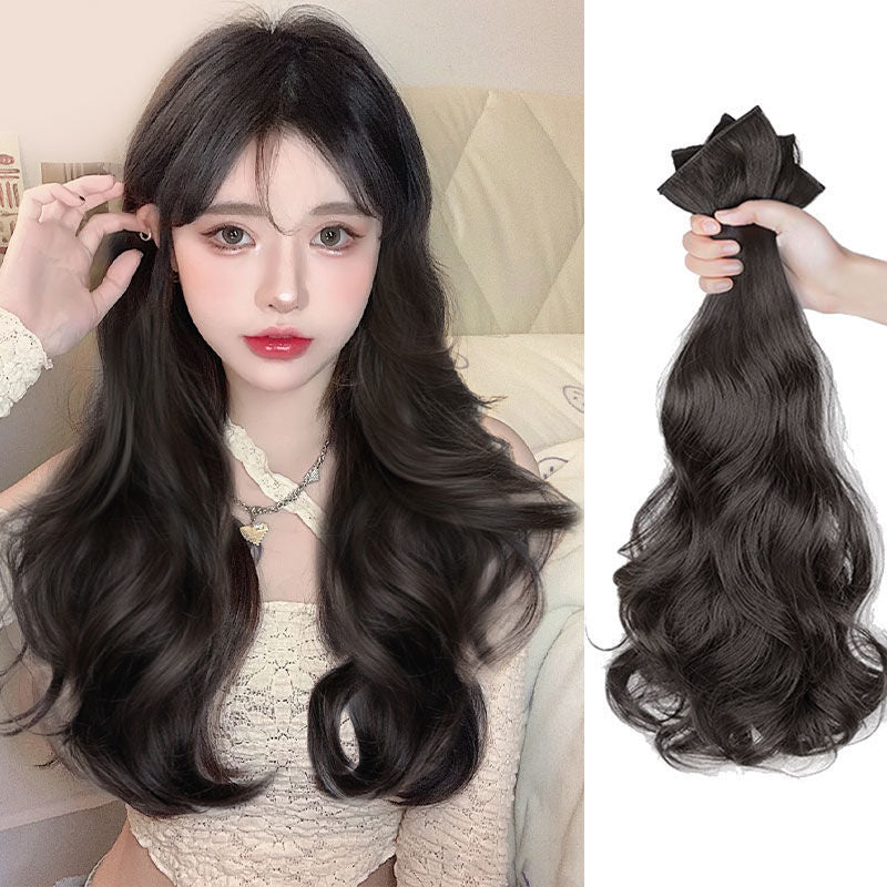 Long Hair Summer Hair Pack One-piece Invisible Hair Extension Big Wave Curly Hair Wig Set