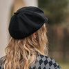 Short Brim Beret Artistic Dome Black Panel