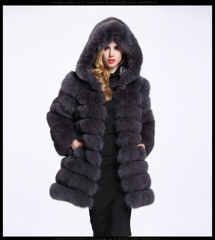 Alpscommerce Fox Fur Coat Women's Mid-length