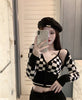 French Hot Girls Irregular Knitted Sweater Shawl Suit Women