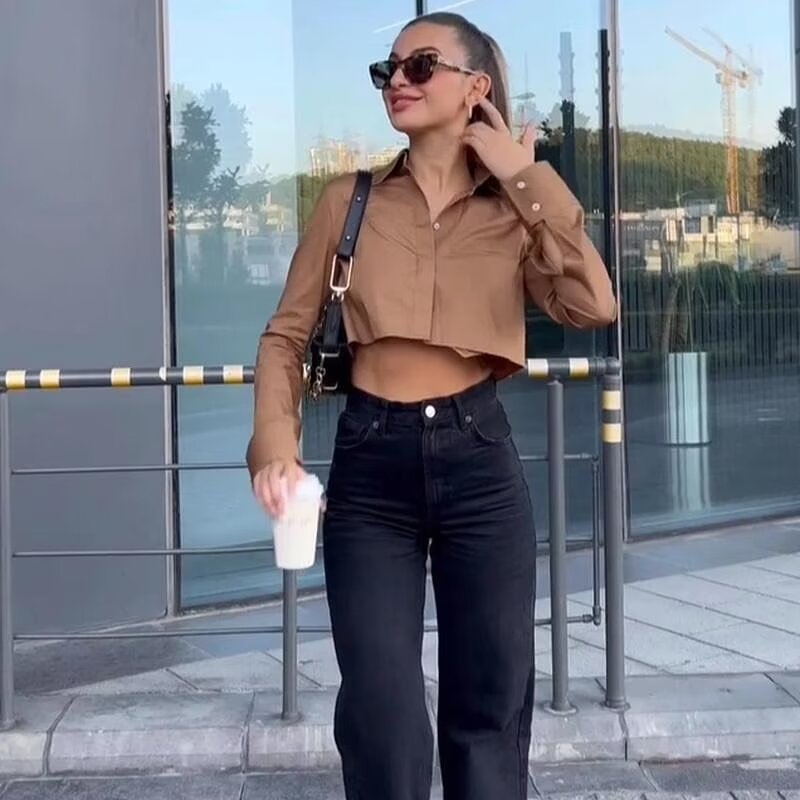 Women's French Fashion Short Lapel Long Sleeve Shirt