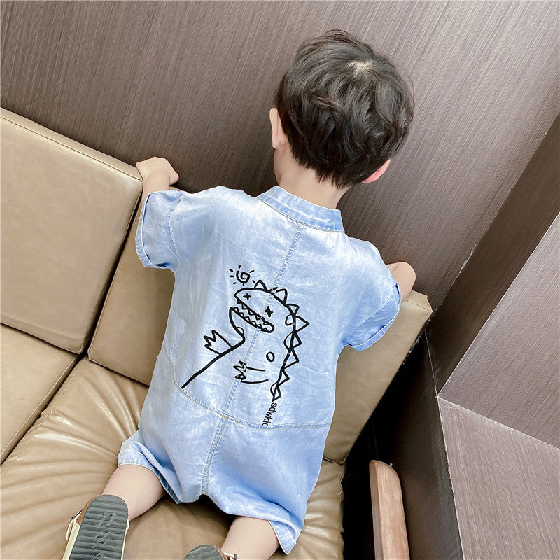 New Boys Handsome Cotton Summer Children's Work Clothes Out Clothing Tide