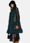 One-piece Mid-length Women Leather Fur Coat Women