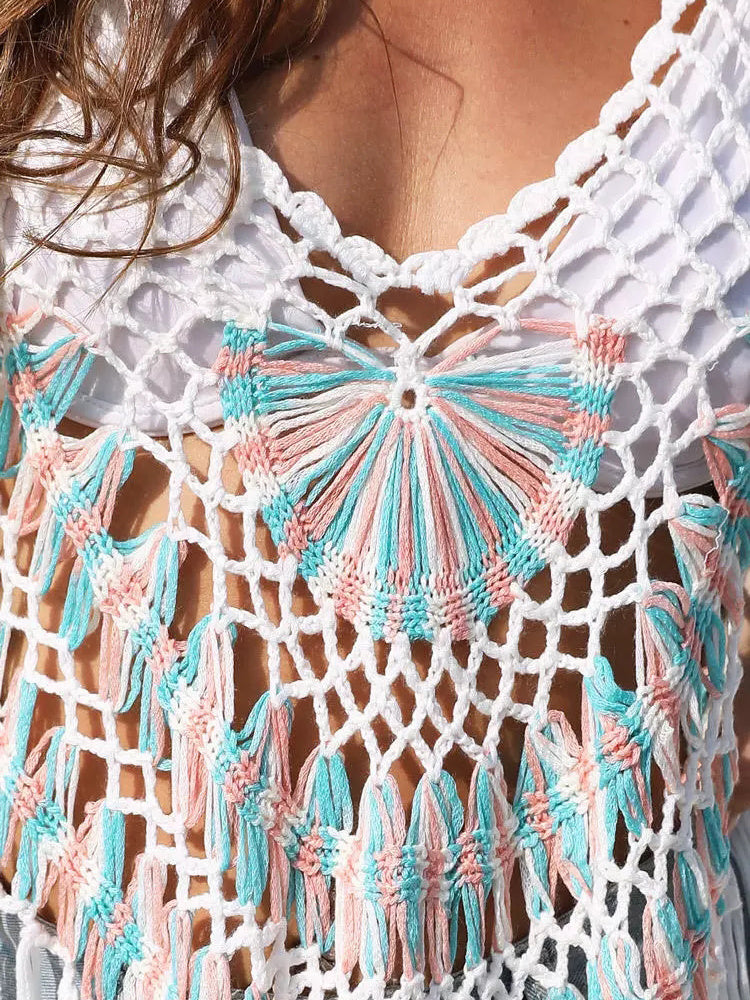 Beach Crochet Fringed Swimsuit Cover-up
