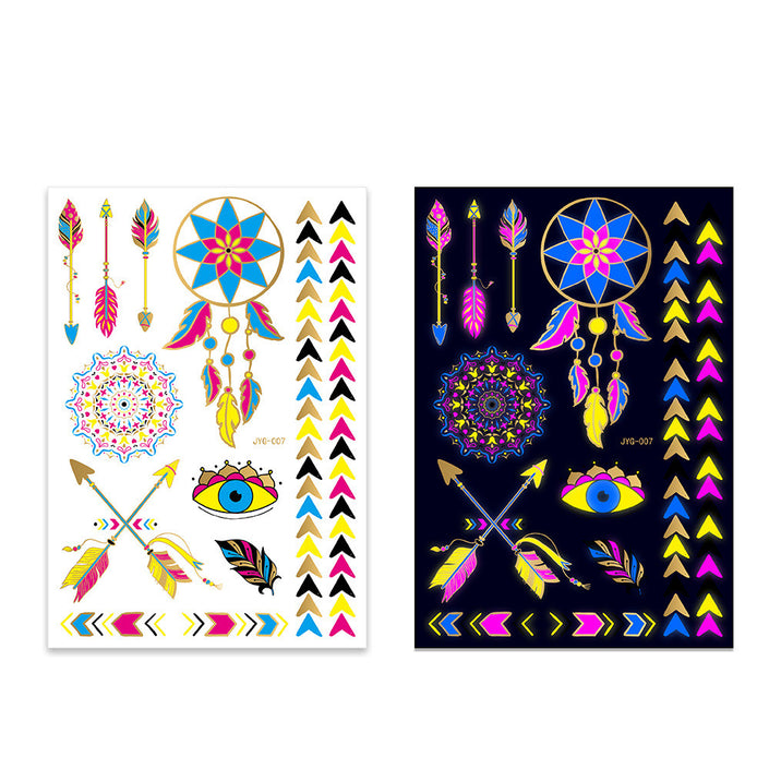 New Creative Fluorescent Bronzing Flower Arm Tattoo Stickers