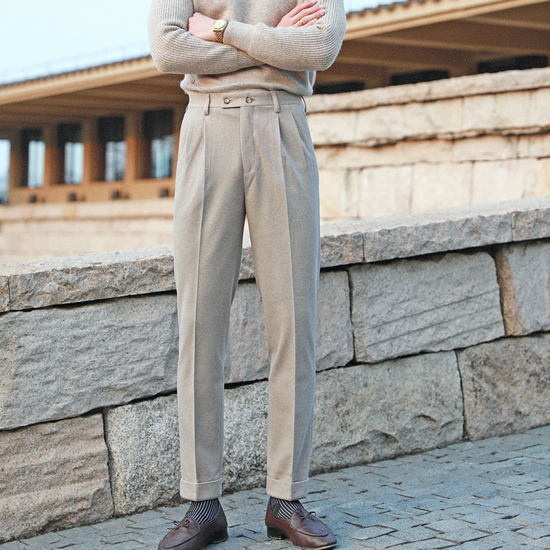 Woolen Suit Pants For Men With A Slim Fit, Straight Tube, And Relaxed Drape Feel