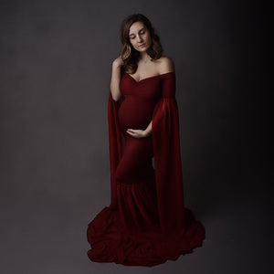 Pregnant Woman Photo Shoot Chiffon Dress Long Skirt