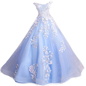 Blue Flowers Bride Wedding Toast Art Test Wedding Evening Dress