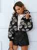 Fashion Bread Coat Women Print Stand Collar Short Coat Winter Jacket