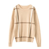 Pure Cashmere Round Neck Check Bottoming Wool Sweater Women