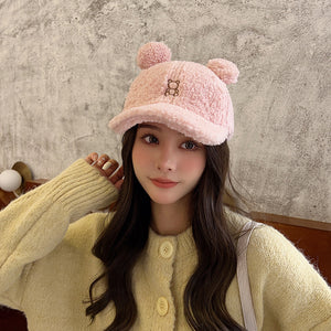 Little Bear Niche Cute Cartoon Autumn And Winter Lamb Fur Peaked Cap