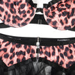 4-piece Leopard Print Mosaic Pettiskirt Underwear Set For Women