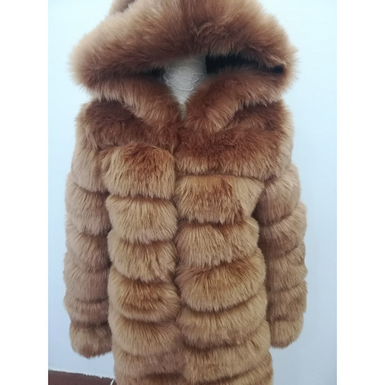 Alpscommerce Fox Fur Coat Women's Mid-length