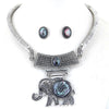 Metal Simple And Cute Elephant Collar Necklace Earring Set