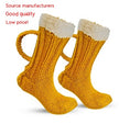 3D Beer Mug Socks Knit Long Tube Socks Cute Unisex Novelty Winter Warm Beer Socks Double Color Block Floor Socks