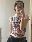 Y2k Aesthetic Fashion Cropped Tops Women Short Sleeve cool shirt