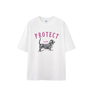Dog Pulp-pulling Printed T-shirt Loose Animal Short-sleeved T-shirt Men