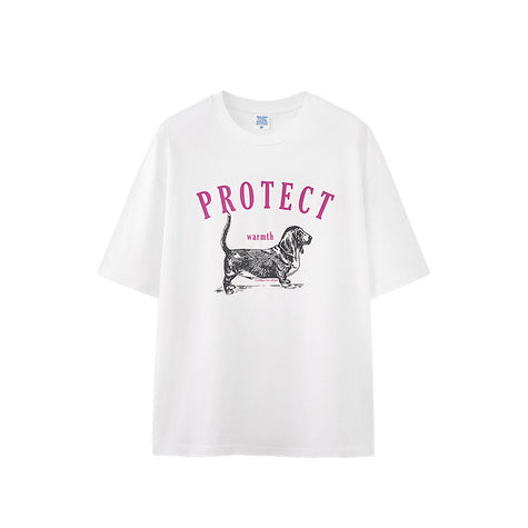 Dog Pulp-pulling Printed T-shirt Loose Animal Short-sleeved T-shirt Men
