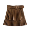 Women's PU Leather Pleated Skirt high quality Alpscommerce