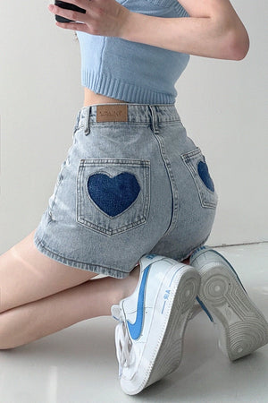 Fashionable Street Style Love Hot Girl Denim Shorts Women