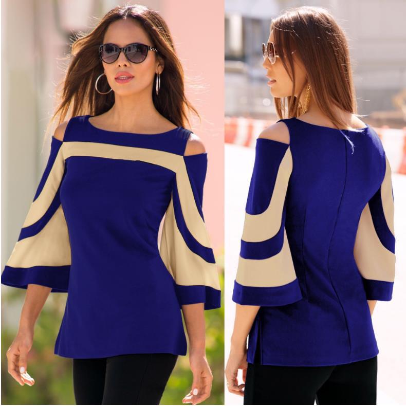 Women's Off-the-shoulder Flared Sleeves Top T-shirt