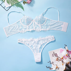 Eyelash Little Flower Lace Underwear Bra Set