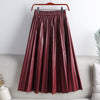 Solid Color Mid-length High Waist PU Leather Pleated Skirt For Women