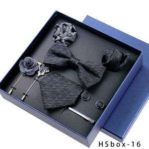 8-piece Gift Box Men's Formal Wear Business Bow Tie Square Scarf Tie Clip