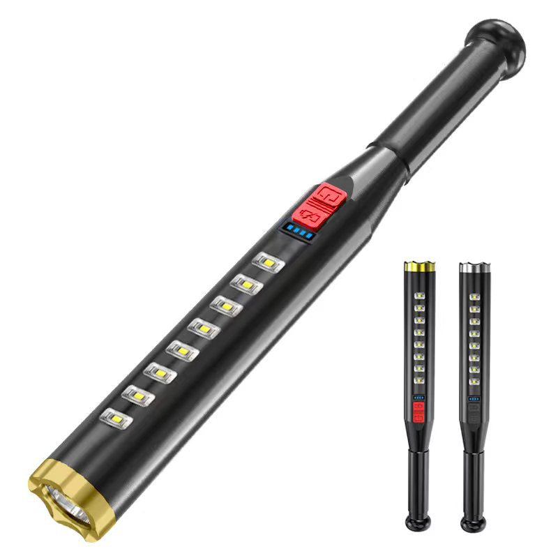 Outdoor USB Rechargeable Security Patrol Cob Baseball Bat Flashlight