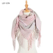 Yarn Stripe Grid Polyester Long Fringed Bristles Square Scarf Women Men's Bib Shawl