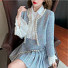 New Women's Ladies' Tweed Jacket Pleated Shirt Set For Women