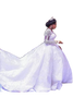 Wedding Dress Long Sleeves Round Neck Big Tail Tutu Skirt