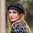 Short Brim Beret Artistic Dome Black Panel