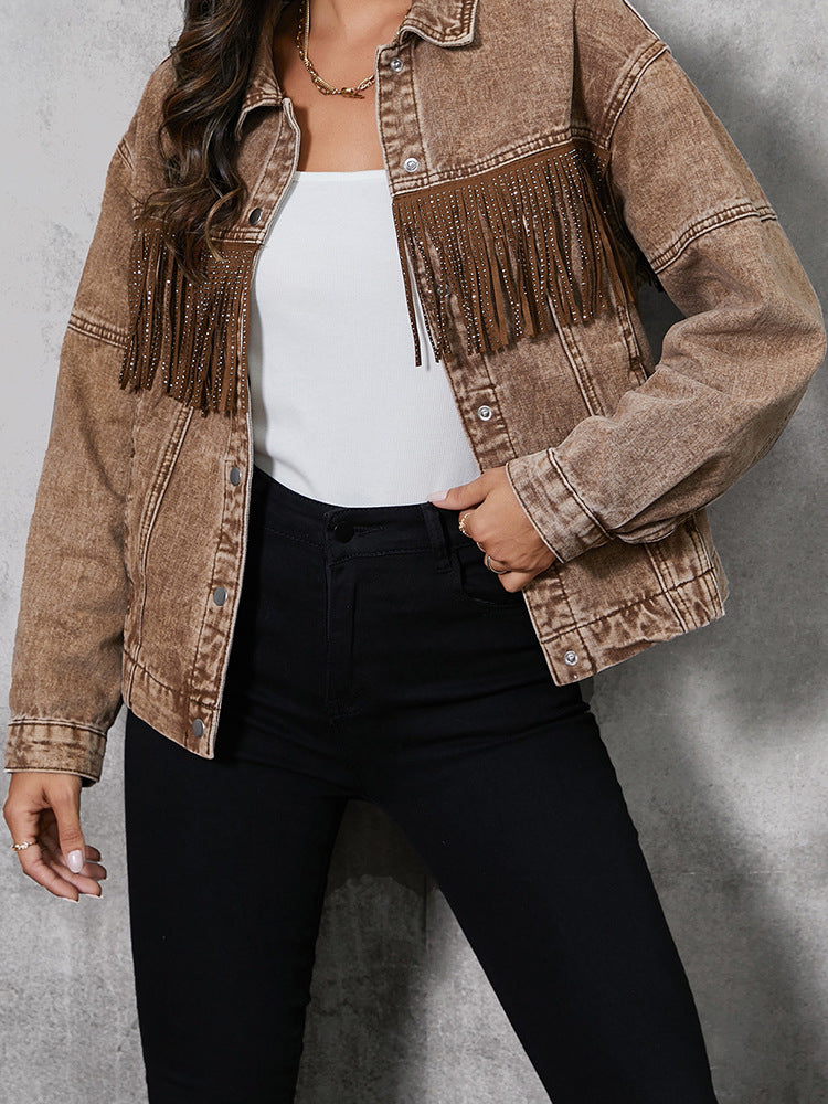 Tassel Lapel Jacket Coat For Women