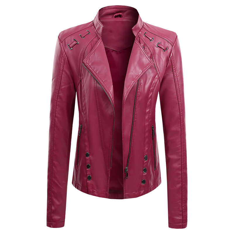 New Leather PU Leather Jacket Women's Short