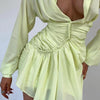 Solid Color   Pleated Shirt Dress Women