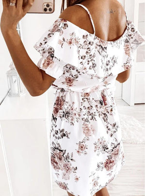 Fashion  Sling Floral Waist Dress