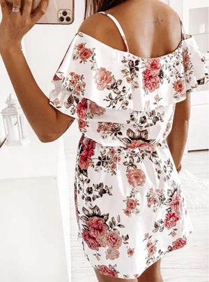 Fashion  Sling Floral Waist Dress