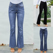 High-waist Stretch Distressed And Thin Wide-leg Pants