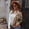 Sweater Leopard Pattern Stitching Top Waistcoat Long Sleeve Women