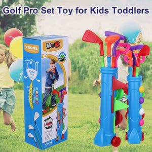 Golf Pro Set Toy For Kids Toddlers Golf Clubs Flags Practice Balls Sports Indoor