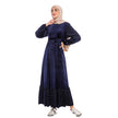 Women's Fashion Gold Velvet Long Sleeve Round Neck Casual Dress